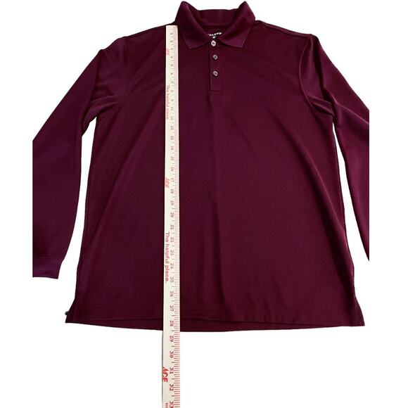Saddlebred Waffle Stitch Burgundy Maroon Long Sleeve Polo Shirt Mens Size Medium - Picture 7 of 8